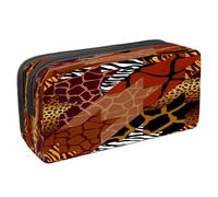 VAPOKF Estuche para lápices con cremallera para niños y niñas, suministros escolares y de oficina, silueta de gato jugando, Parches de texturas de piel de animales, 2.3x8.2x3.9in/6x21x10cm, Estuche