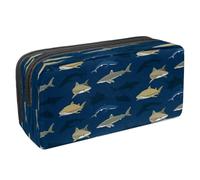 VAPOKF Estuche para lápices con cremallera para niños y niñas, suministros escolares y de oficina, tiburones y peces de vida marina, Sharks Under the Ccean, 2.3x8.2x3.9in/6x21x10cm, Estuche para