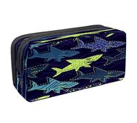 VAPOKF Estuche para lápices con cremallera para niños y niñas, suministros escolares y de oficina, tiburón peligroso en el océano, Danger Shark on the Deepsea, 2.3x8.2x3.9in/6x21x10cm, Estuche para