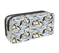 VAPOKF Estuche para lápices con cremallera para niños y niñas, suministros escolares y de oficina, tiburones azules y burbujas, Pingüino emperador y hielo ártico, 2.3x8.2x3.9in/6x21x10cm, Estuche para