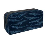 VAPOKF Estuche para lápices con cremallera para niños y niñas, suministros escolares y de oficina, tiburones azules y burbujas, Ballena jorobada azul, 2.3x8.2x3.9in/6x21x10cm, Estuche para lápices