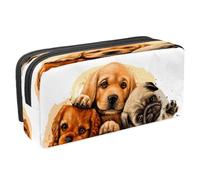 VAPOKF Estuche para lápices con cremallera para niños y niñas, suministros escolares y de oficina, Tiger Prowl on The Road, Cavalier King Charles Spaniel Labrador y Pug, 2.3x8.2x3.9in/6x21x10cm,