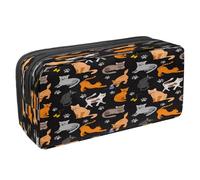 VAPOKF Estuche para lápices con cremallera para niños y niñas, suministros escolares y de oficina, Tiger Prowl on The Road, Gatito colorido y huellas, 2.3x8.2x3.9in/6x21x10cm, Estuche para lápices