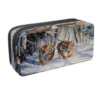 VAPOKF Estuche para lápices con cremallera para niños y niñas, suministros escolares y de oficina, tigres del bosque nevado, multicolor, 2.3x8.2x3.9in/6x21x10cm, Estuche para lápices