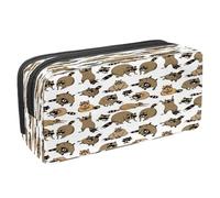 VAPOKF Estuche para lápices con cremallera para niños y niñas, suministros escolares y de oficina, Tiger Prowl on The Road, Mapache divertido de dibujos animados, 2.3x8.2x3.9in/6x21x10cm, Estuche para