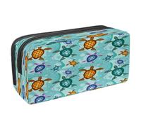 VAPOKF Estuche para lápices con cremallera para niños y niñas, suministros escolares y de oficina, tortuga marina azul en la oscuridad, Tortugas oceánicas y agua verde, 2.3x8.2x3.9in/6x21x10cm,