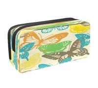 VAPOKF Estuche para lápices con cremallera para niños y niñas, suministros escolares y de oficina, Yorkshire Terrier con coronas de flores, Diseño de mariposa., 2.3x8.2x3.9in/6x21x10cm, Estuche para