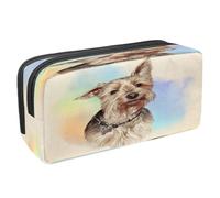 VAPOKF Estuche para lápices con cremallera para niños y niñas, suministros escolares y de oficina, Yorkshire Terrier con coronas de flores, Yorkshire Terrier., 2.3x8.2x3.9in/6x21x10cm, Estuche para