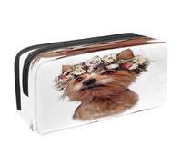 VAPOKF Estuche para lápices con cremallera para niños y niñas, suministros escolares y de oficina, Yorkshire Terrier con coronas de flores, Yorkshire Terrier con coronas de flores,