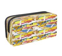 VAPOKF Estuche para lápices con cremallera para niños y niñas, suministros escolares y de oficina, Yorkshire Terrier con coronas de flores, Champiñones de comida saludable, 2.3x8.2x3.9in/6x21x10cm,