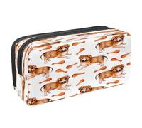 VAPOKF Estuche para lápices con cremallera para niños y niñas, suministros escolares y de oficina, Yorkshire Terrier con coronas de flores, Baquetas para cachorros y pollo, 2.3x8.2x3.9in/6x21x10cm,