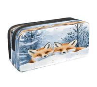 VAPOKF Estuche para lápices con cremallera para niños y niñas, suministros escolares y de oficina, zorros escondidos en la nieve, multicolor, 2.3x8.2x3.9in/6x21x10cm, Estuche para lápices