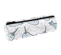 VAPOKF Estuche para lápices de dibujos animados de manatí y olas del mar, de piel sintética, organizador de papelería para estudiantes, bolsa de maquillaje para mujeres, niñas, niños, suministros