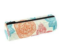 VAPOKF Estuche para lápices de piel sintética con diseño de mandala, diseño de flores y mandalas, ideal para estudiantes, artículos de papelería, bolsa de maquillaje para mujeres, niñas, niños