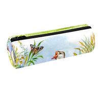 VAPOKF Estuche para lápices de piel sintética con diseño de patos de acuarela, bolsa organizadora de artículos de papelería para estudiantes, bolsa de maquillaje para mujeres, niñas, niños