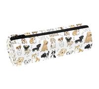 VAPOKF Estuche para lápices de piel sintética con texto en inglés "I Love Dogs and Bones", bolsa organizadora de papelería para estudiantes, bolsa de maquillaje para mujeres, niñas, niños, suministros