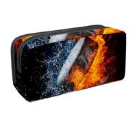 VAPOKF Estuche para lápices, estuche de papelería para estudiantes, para adolescentes, niños, niñas, suministros de oficina escolar, disco de hockey en fuego y agua, multicolor,