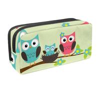 VAPOKF Estuche para lápices, estuche de papelería para estudiantes, para adolescentes, niños, niñas, suministros de oficina escolar, familia de búhos sentados en una rama, multicolor,