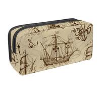 VAPOKF Estuche para lápices, estuche de papelería para estudiantes, para adolescentes, niños, niñas, suministros de oficina escolar, diseño de ancla de barco de vela antiguo monstruo marino,