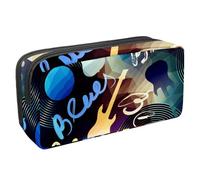 VAPOKF Estuche para lápices, estuche de papelería para estudiantes, para adolescentes, niños, niñas, suministros de oficina escolar, disco de CD de guitarra azul, multicolor, 2.3x8.2x3.9in/6x21x10cm,