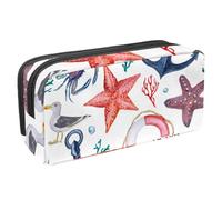 VAPOKF Estuche para lápices, estuche de papelería para estudiantes, para adolescentes, niños, niñas, suministros de oficina escolar, salvavidas de gaviota con ancla de acuarela, multicolor,