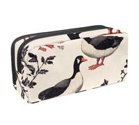 VAPOKF Estuche para lápices, estuche de papelería para estudiantes, para adolescentes, niños, niñas, suministros de oficina escolar, diseño de patos indios negros y blancos, multicolor,