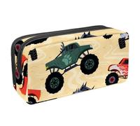VAPOKF Estuche para lápices, estuche de papelería para estudiantes, para adolescentes, niños, niñas, suministros de oficina escolar, coche Monster Trucks, multicolor, 2.3x8.2x3.9in/6x21x10cm,