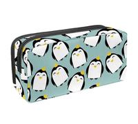 VAPOKF Estuche para lápices, estuche de papelería para estudiantes, para adolescentes, niños, niñas, suministros de oficina escolar, príncipes pingüinos felices con coronas, multicolor,