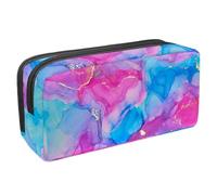 VAPOKF Estuche para lápices, estuche de papelería para estudiantes, para adolescentes, niños, niñas, suministros de oficina escolar, textura de tinta de colores mixtos de lujo, multicolor,