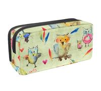 VAPOKF Estuche para lápices, estuche de papelería para estudiantes, para adolescentes, niños, niñas, suministros de oficina escolar, diseño de búhos lindos en acuarela, multicolor,