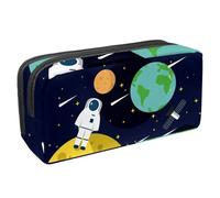 VAPOKF Estuche para lápices, estuche de papelería para estudiantes, para adolescentes, niños, niñas, suministros de oficina escolar, galaxia, planeta, astronauro, estrellas de la Tierra, multicolor