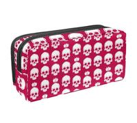 VAPOKF Estuche para lápices, estuche de papelería para estudiantes, para adolescentes, niños, niñas, suministros de oficina escolar, calaveras y coronas en rosa, multicolor, 2.3x8.2x3.9in/6x21x10cm,