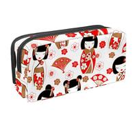 VAPOKF Estuche para lápices, estuche de papelería para estudiantes, para adolescentes, niños, niñas, suministros de oficina escolar, bonito patrón de muñecas japonesas Kokeshi, multicolor,