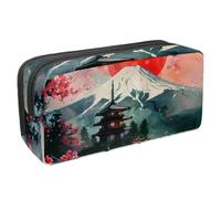 VAPOKF Estuche para lápices, estuche de papelería para estudiantes, para adolescentes, niños, niñas, suministros de oficina escolar, monte Fuji Cherry Temple Sun, multicolor, 2.3x8.2x3.9in/6x21x10cm,