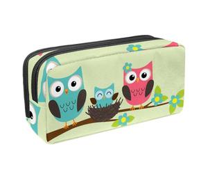 VAPOKF Estuche para lápices, estuche de papelería para estudiantes, para adolescentes, niños, niñas, suministros de oficina escolar, familia de búhos sentados en una rama, multicolor,