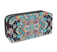 VAPOKF Estuche para lápices, estuche de papelería para estudiantes, para adolescentes, niños y niñas, suministros de oficina escolar, mandala de la India floral, multicolor, 2.3x8.2x3.9in/6x21x10cm,