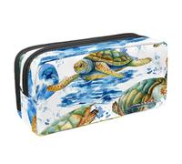 VAPOKF Estuche para lápices, estuche de papelería para estudiantes, para adolescentes, niños y niñas, suministros de oficina escolar, tortuga marina verde acuarela, multicolor,