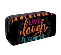 VAPOKF Estuche para lápices, estuche de papelería para estudiantes, para adolescentes, niños y niñas, suministros de oficina escolar - Live Laugh Love, multicolor, 2.3x8.2x3.9in/6x21x10cm, Organizador