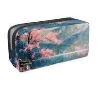 VAPOKF Estuche para lápices, estuche de papelería para estudiantes, para adolescentes, niños y niñas, suministros de oficina escolar, cabaña junto al lago, cerezo, multicolor, 2.3x8.2x3.9in/6x21x10cm,