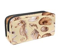 VAPOKF Estuche para lápices, estuche de papelería para estudiantes, para adolescentes, niños y niñas, suministros de oficina escolar, conchas de caballito de mar submarino de lujo, multicolor,