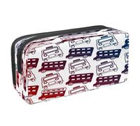 VAPOKF Estuche para lápices, estuche para estudiantes, bolsa de papelería con cremallera para niños y niñas, suministros escolares y de oficina, maquinaria mezcladora de concreto, Autobús y taxi rojo