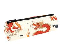 VAPOKF Estuche tradicional con diseño de dragones rojos, monedero, bolsa de maquillaje para estudiantes, papelería, escuela, oficina, almacenamiento