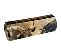 VAPOKF Fighting Bulls - Estuche de cuero para lápices, monedero, cosméticos, maquillaje, papelería, escuela, oficina, almacenamiento, multicolor, 20x6.3cm/7.9x2.5in, Estuche para lápices