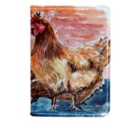 VAPOKF Four Chickens in The Water - Funda de piel para pasaporte, 11,5 x 16,5 cm, multicolor, 11.5x16.5cm/4.5x6.5 in, Vintage