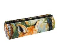 VAPOKF Fox Mother and Baby on Forest - Estuche de piel para lápices, monedero, cosméticos, maquillaje, papelería, escuela, oficina, almacenamiento