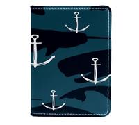 VAPOKF Funda de piel con diseño de ancla con siluetas de ballenas para pasaporte, 11,5 x 16,5 cm, multicolor, 11.5x16.5cm/4.5x6.5 in, Vintage