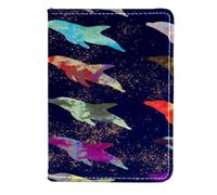 VAPOKF Funda de piel con diseño de ballenas y gouache y salpicaduras de acuarela, 11,5 x 16,5 cm, multicolor, 11.5x16.5cm/4.5x6.5 in, Vintage