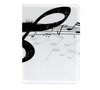 VAPOKF Funda de piel con diseño de clave musical negra con salpicaduras de tinta para pasaporte, 11,5 x 16,5 cm, multicolor, 11.5x16.5cm/4.5x6.5 in, Vintage