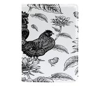 VAPOKF Funda de piel con diseño de gallina en girasol, 11,5 x 16,5 cm, multicolor, 11.5x16.5cm/4.5x6.5 in, Vintage