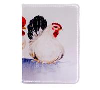 VAPOKF Funda de piel con diseño de gallo y gallina de pie en una pared, 11,5 x 16,5 cm, multicolor, 11.5x16.5cm/4.5x6.5 in, Vintage